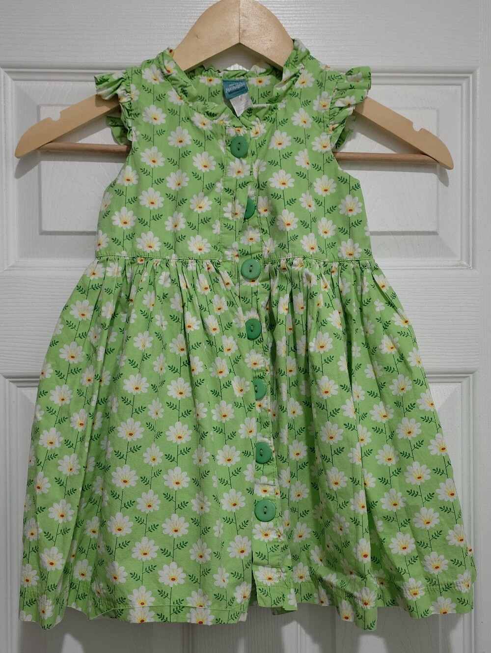 Little Miss Marmalade San Francisco Bright Green Dress With Daisy Print, Size 5T